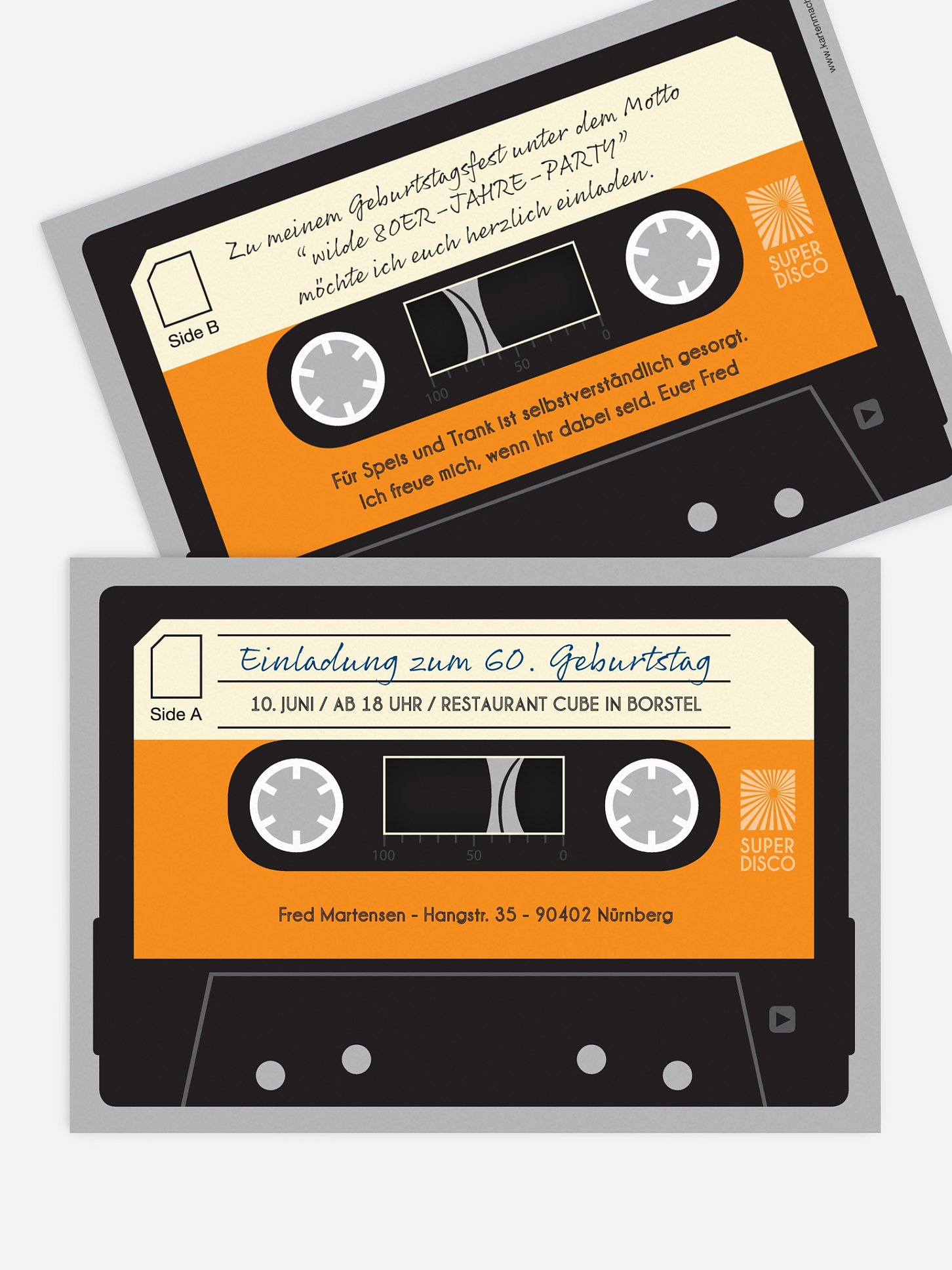 Einladung 60. Geburtstag Kassette