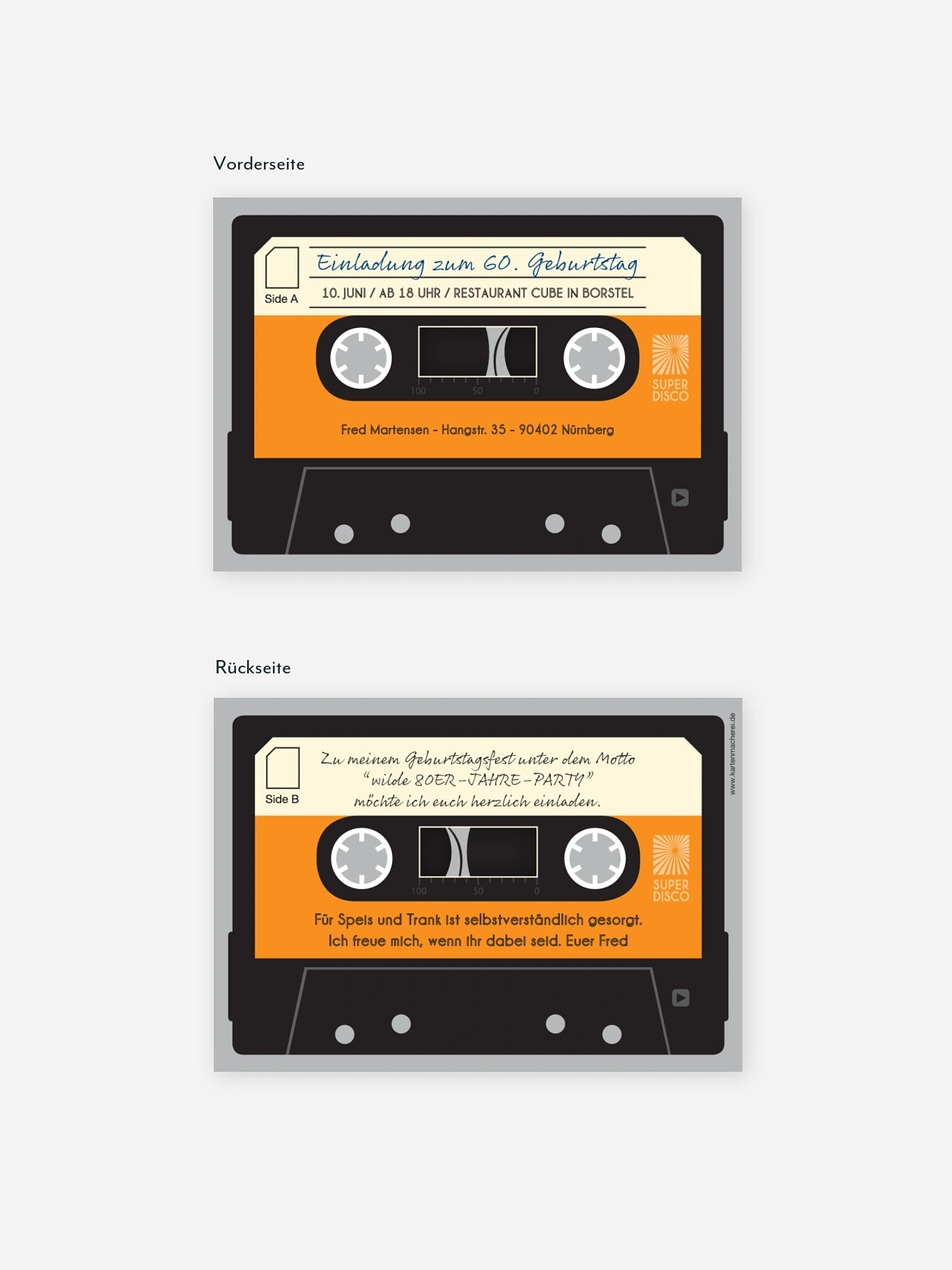 Einladung 60. Geburtstag Kassette