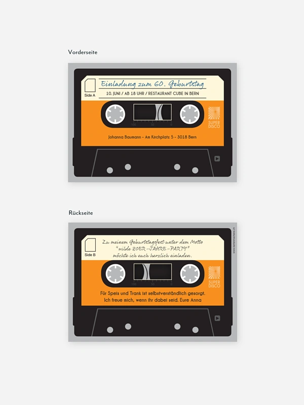 Einladung 60. Geburtstag Kassette