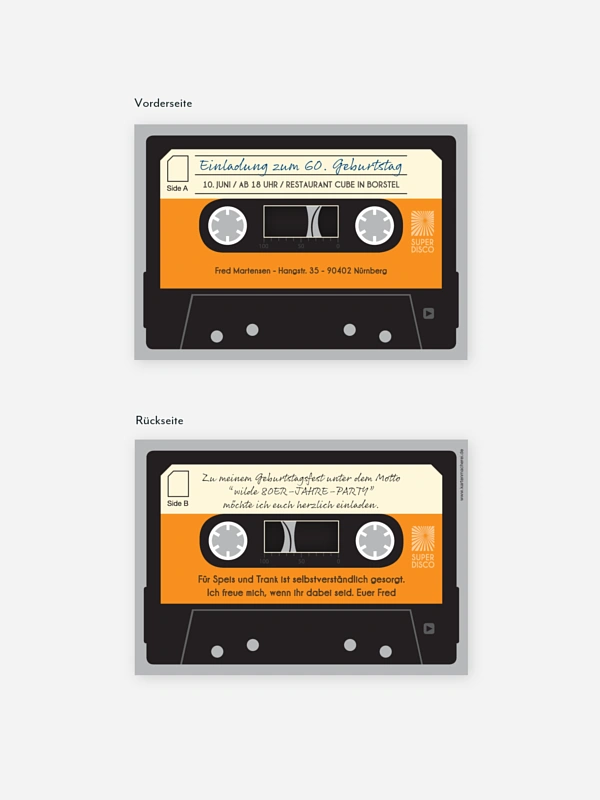 Einladung 60. Geburtstag Kassette