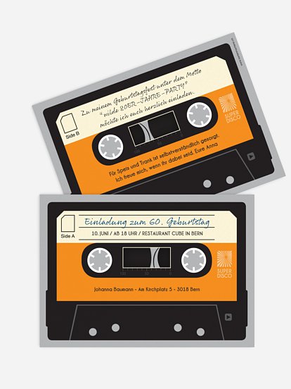 Einladung 60. Geburtstag Kassette