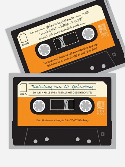 Einladung 60. Geburtstag Kassette