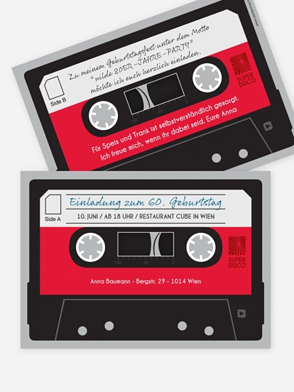 Einladung 60. Geburtstag Kassette