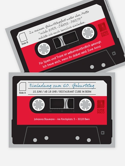 Einladung 60. Geburtstag Kassette