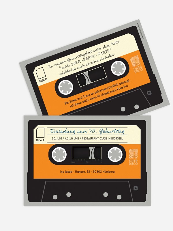 Einladung 70. Geburtstag Kassette