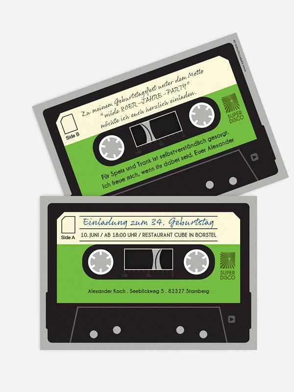 Geburtstagseinladung Kassette