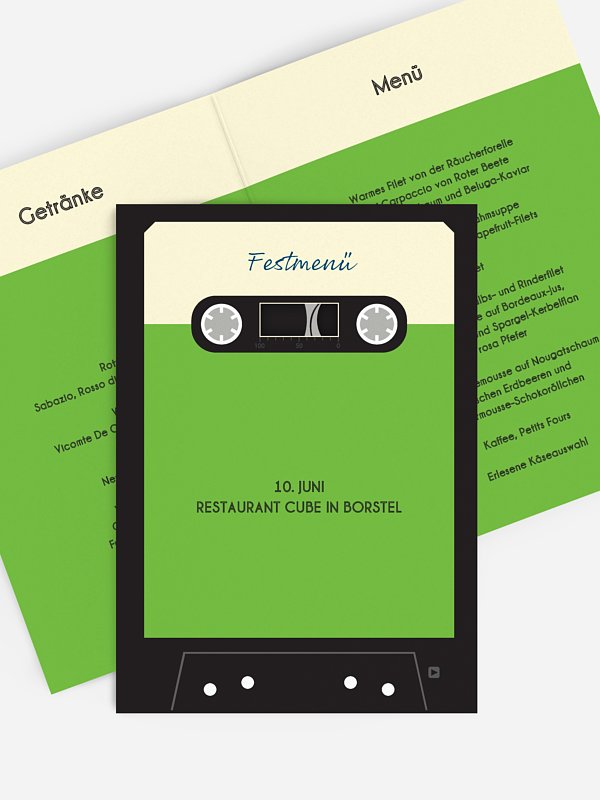 Menükarte Geburtstag Kassette