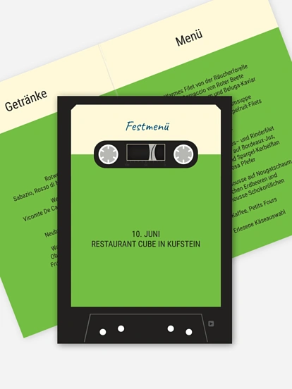 Menükarte Geburtstag Kassette