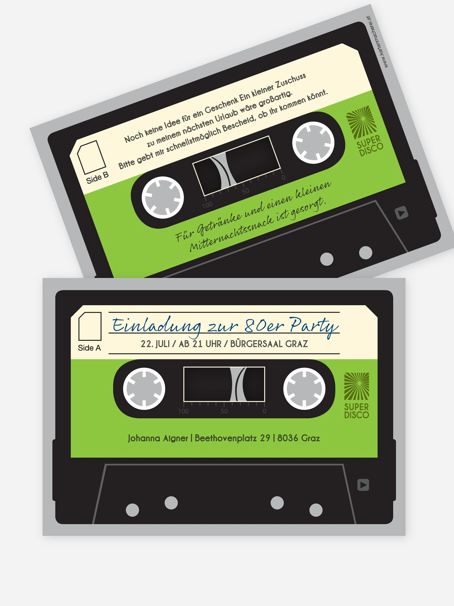 Partyeinladung Kassette