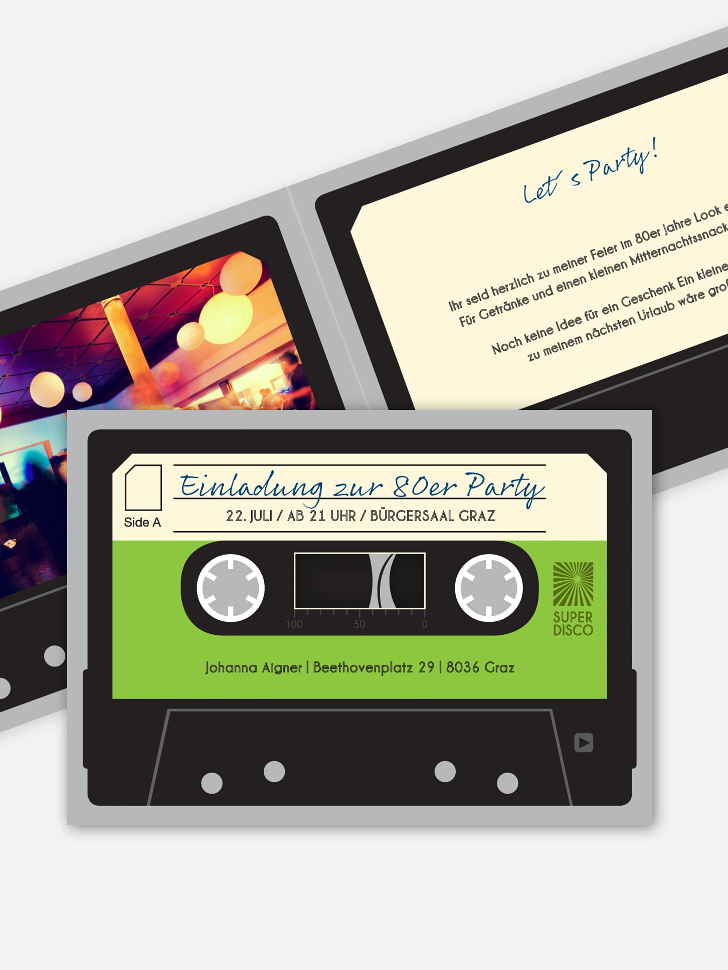 Partyeinladung Kassette