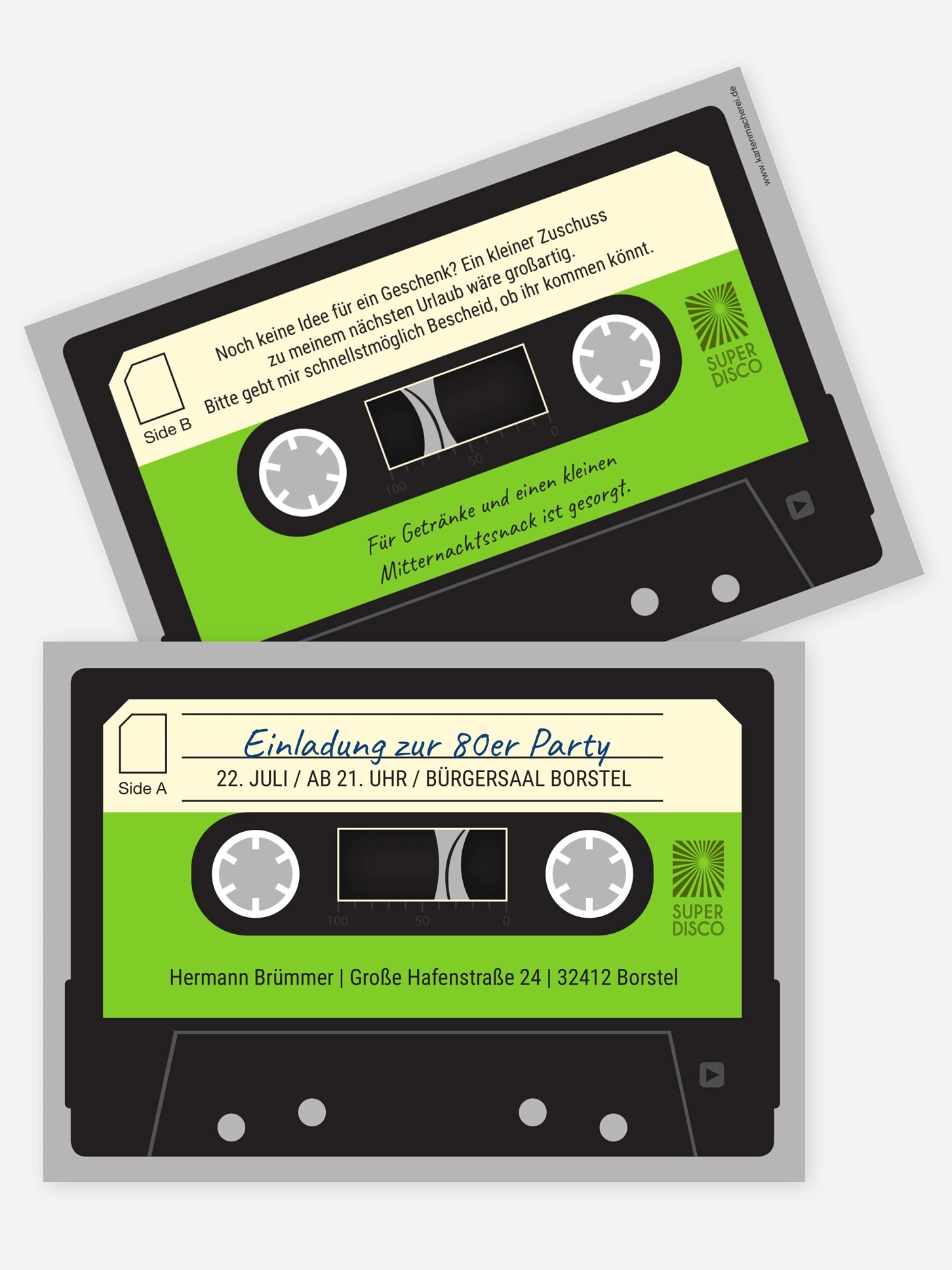 Partyeinladung Kassette