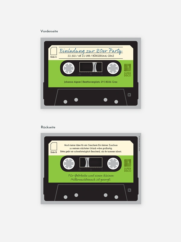 Partyeinladung Kassette