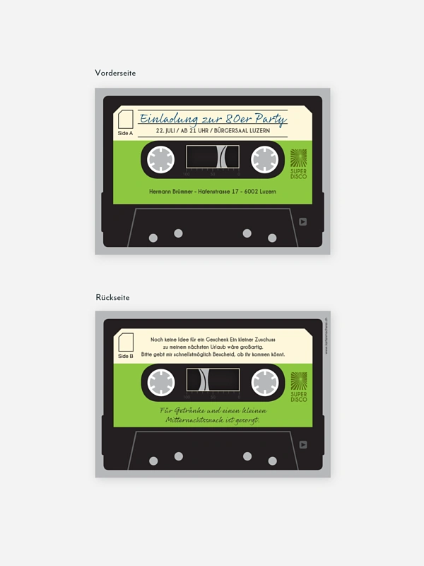 Partyeinladung Kassette