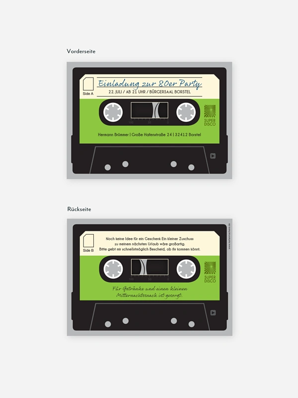 Partyeinladung Kassette