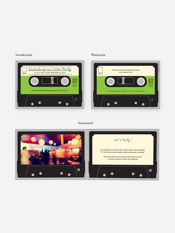 Partyeinladung Kassette