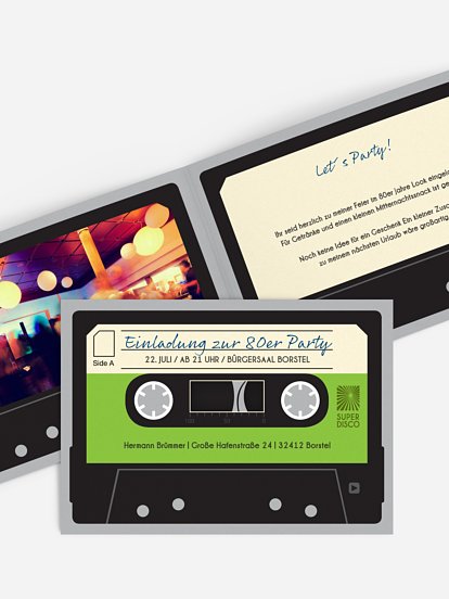 Partyeinladung Kassette
