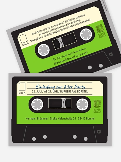 Partyeinladung Kassette
