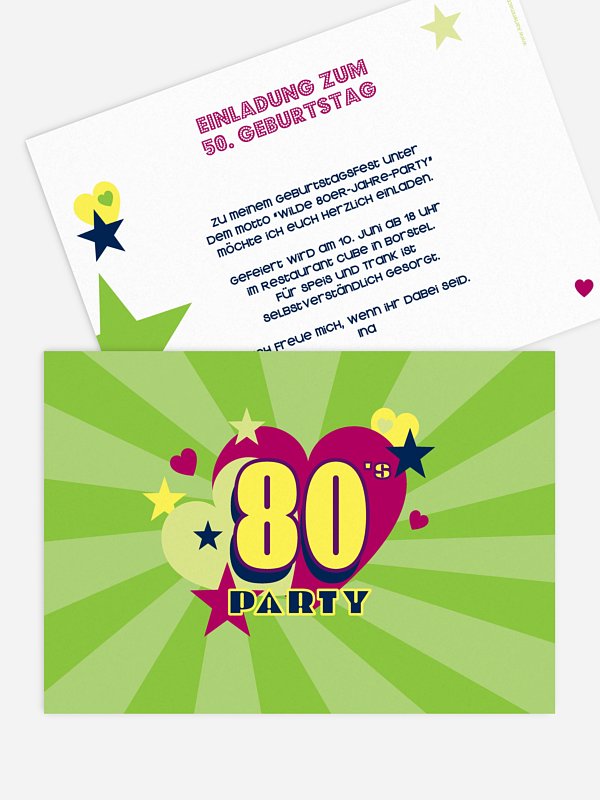 Einladung 50. Geburtstag Eighties Forever