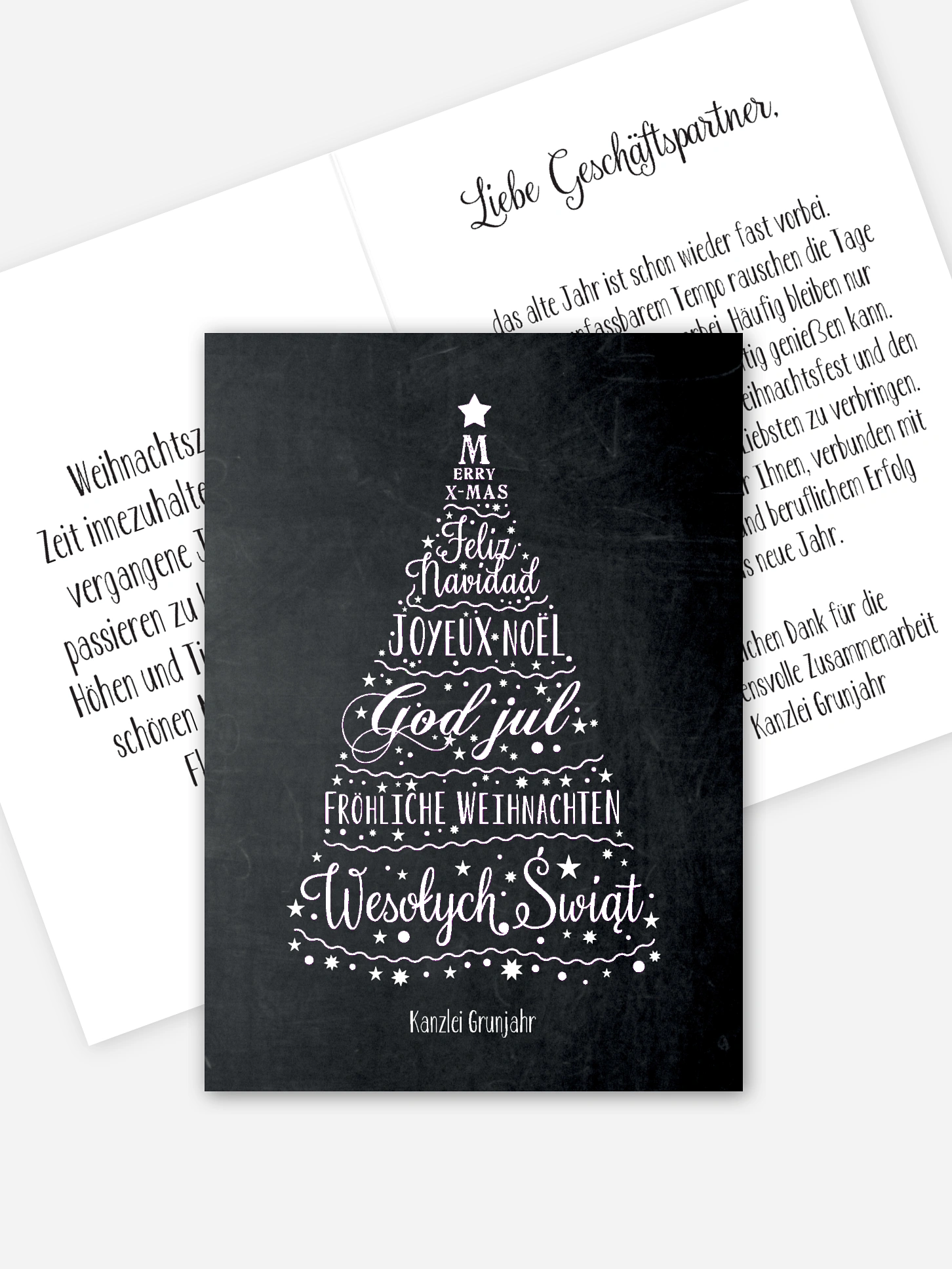 Geschäftliche Weihnachtskarte Language Tree