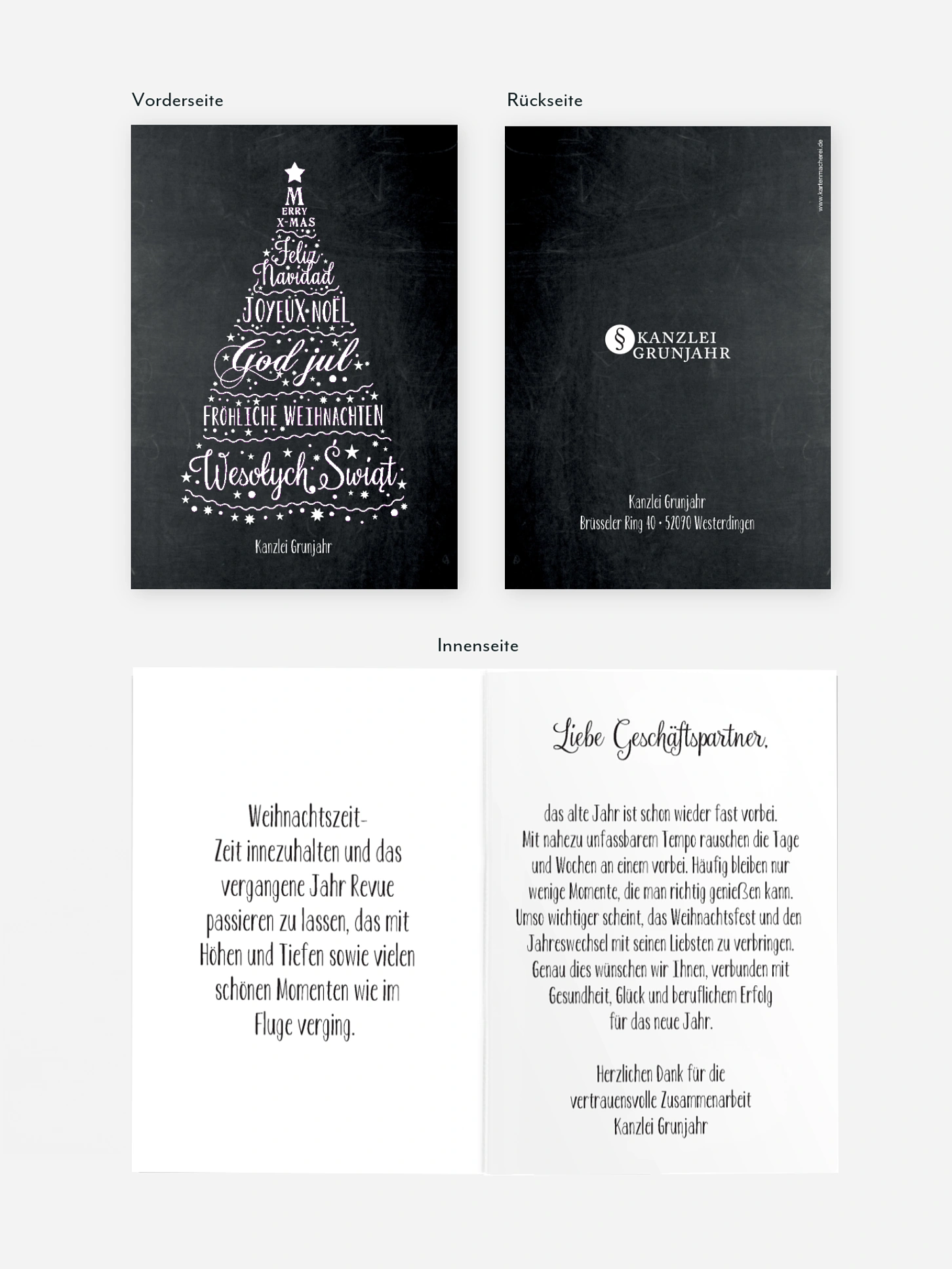 Geschäftliche Weihnachtskarte Language Tree