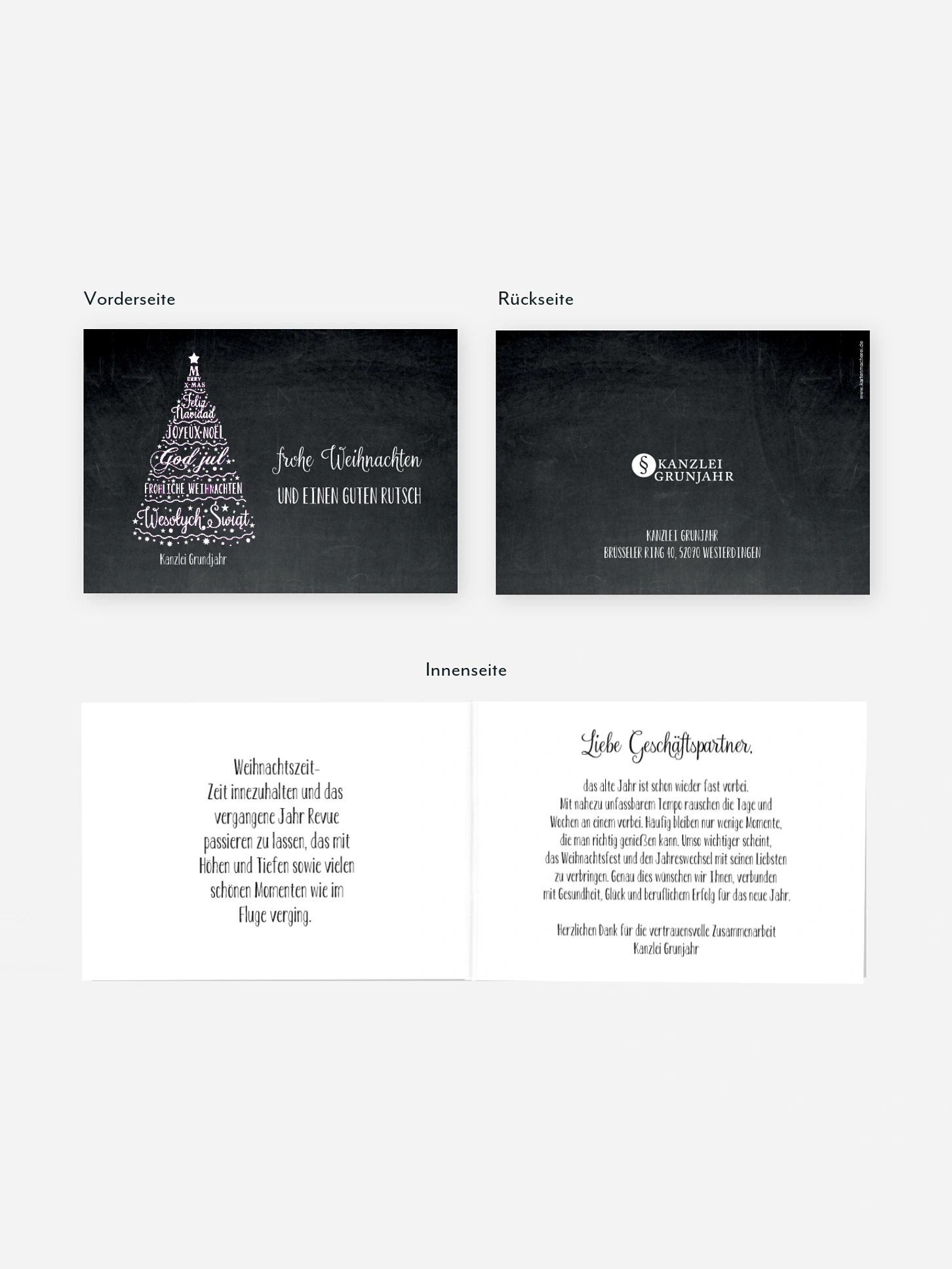 Geschäftliche Weihnachtskarte Language Tree