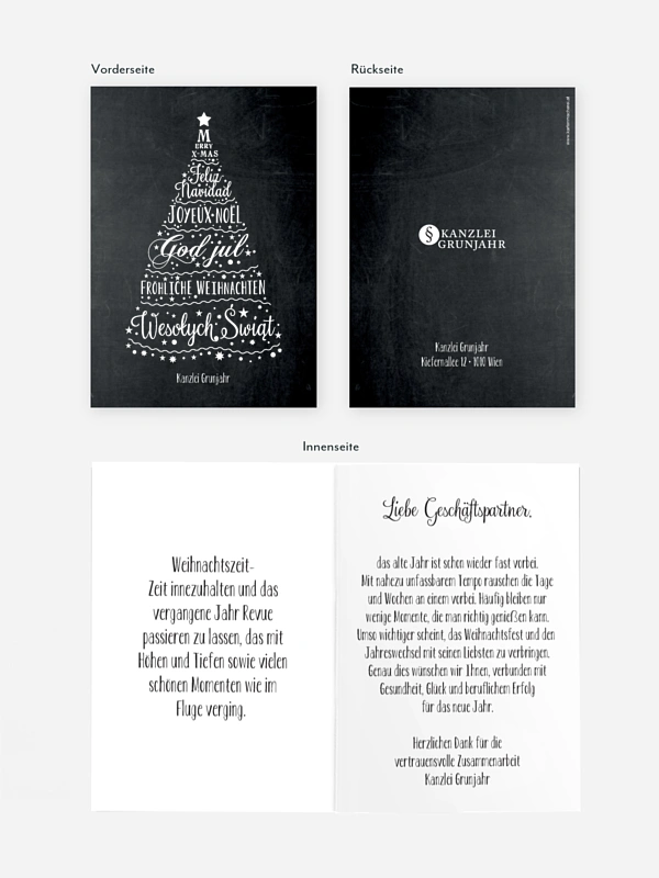 Geschäftliche Weihnachtskarte Language Tree