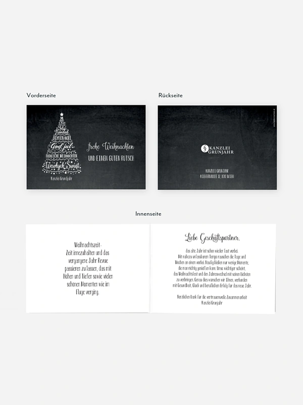 Geschäftliche Weihnachtskarte Language Tree