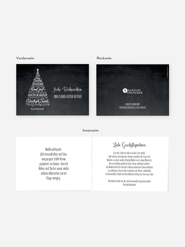 Geschäftliche Weihnachtskarte Language Tree