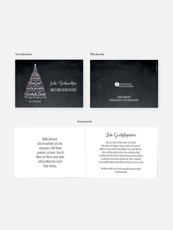 Geschäftliche Weihnachtskarte Language Tree