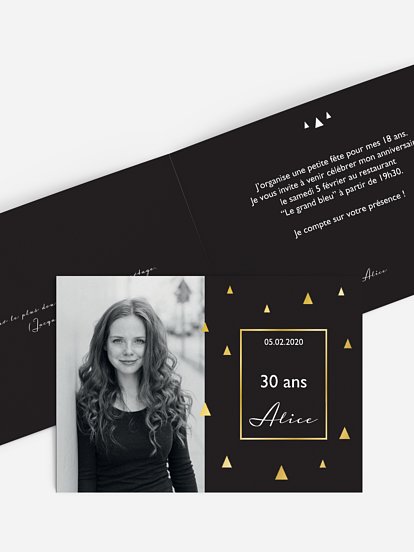 invitation anniversaire 30 Détail chic - dorure