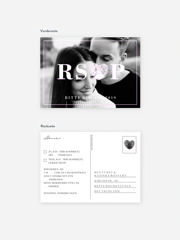 Antwortkarte Hochzeit Loveprint Premium