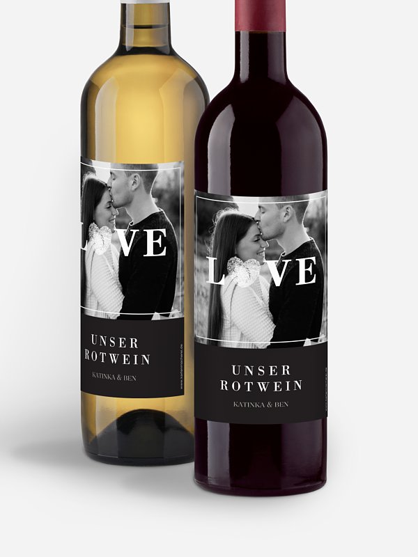 Flaschenetikett Hochzeit Loveprint Premium