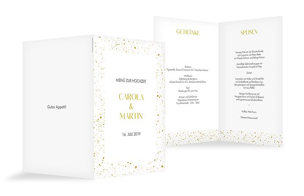 Menükarte Hochzeit Sparkling Frame