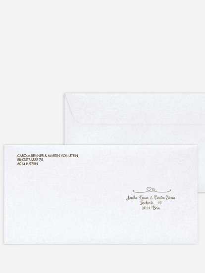 Bedruckter Briefumschlag Hochzeit Liebesbande