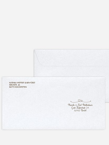Bedruckter Briefumschlag Hochzeit Liebesbande