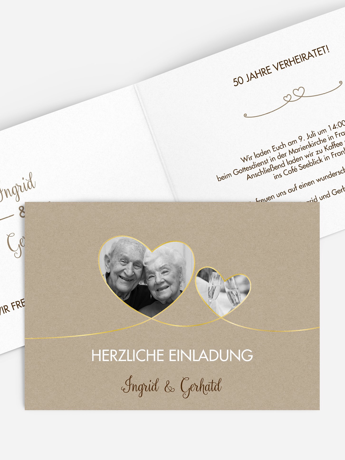 Einladung zur Goldenen Hochzeit Liebesbande