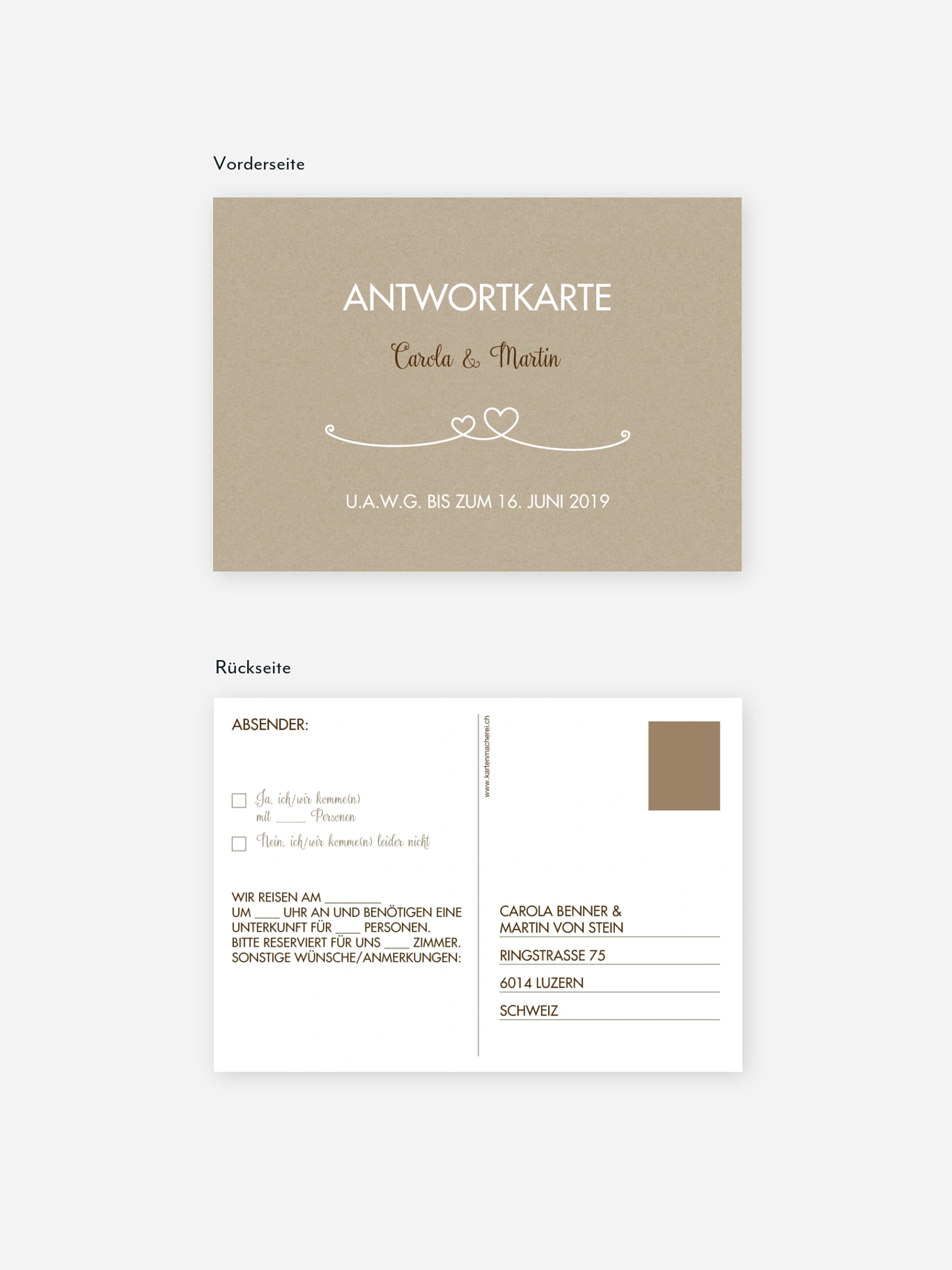Antwortkarte Hochzeit Liebesbande