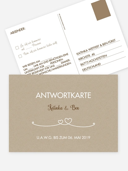 Antwortkarten zur Hochzeit - Individuelle Antwortkarten