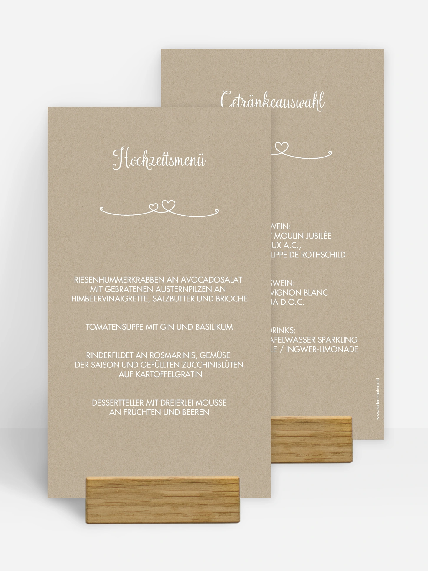 Menükarte Hochzeit Liebesbande