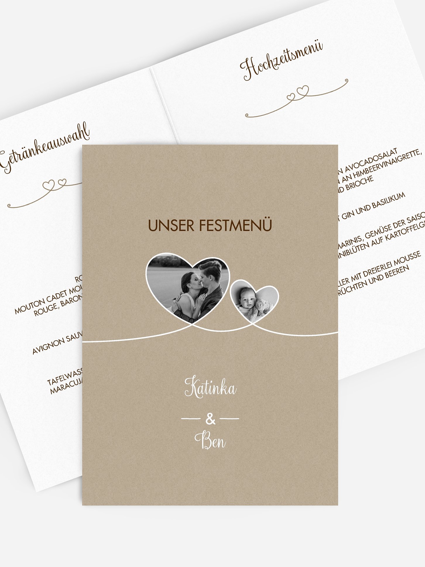 Menükarte Hochzeit Liebesbande
