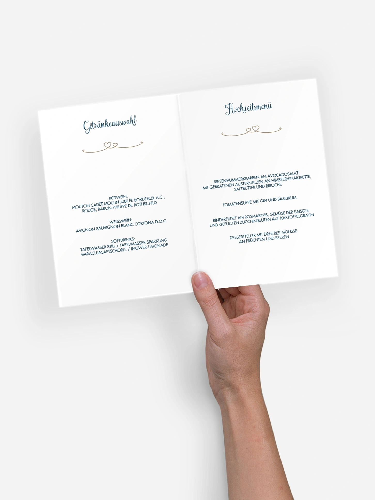 Menükarte Hochzeit Liebesbande