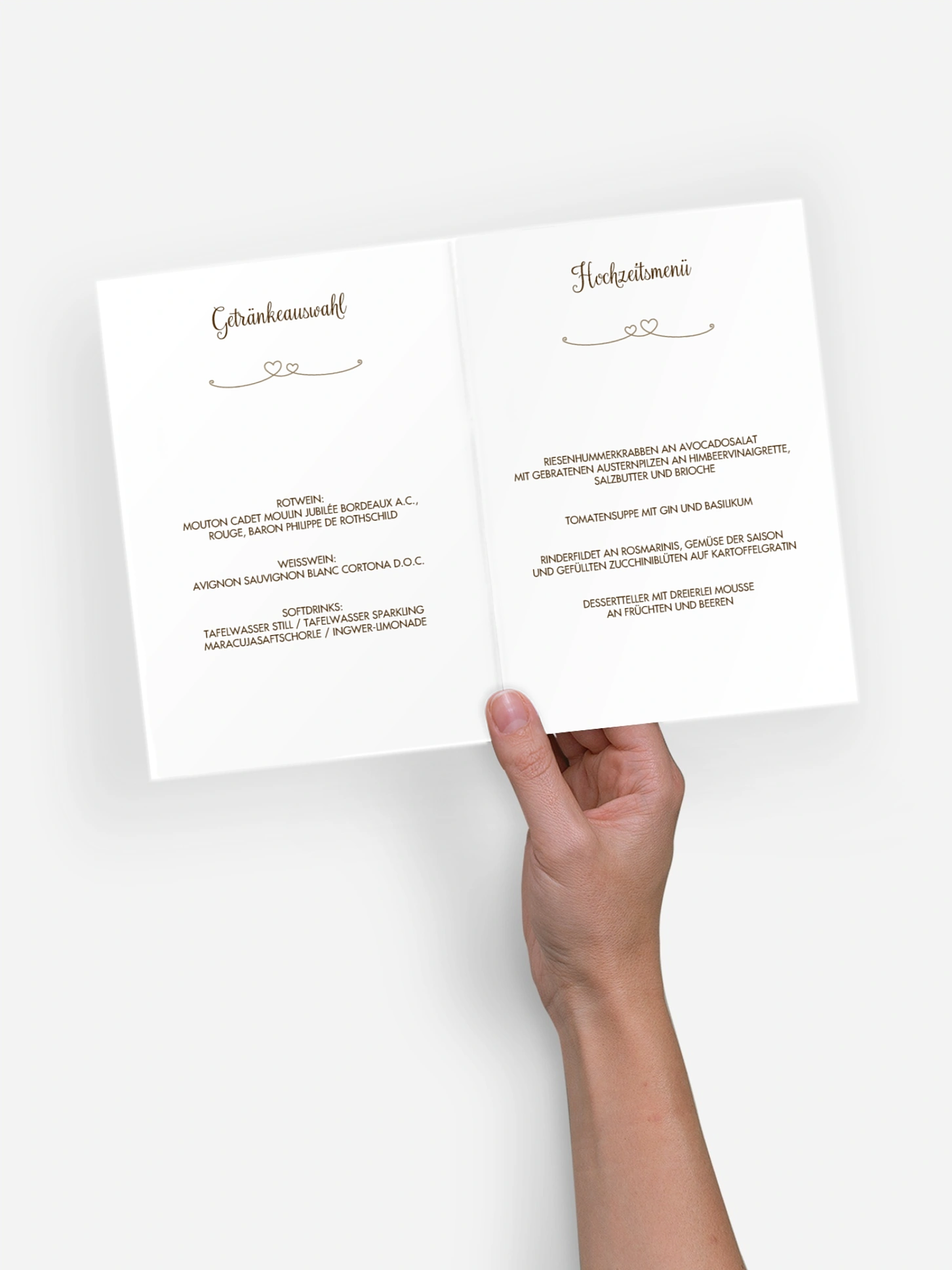 Menükarte Hochzeit Liebesbande