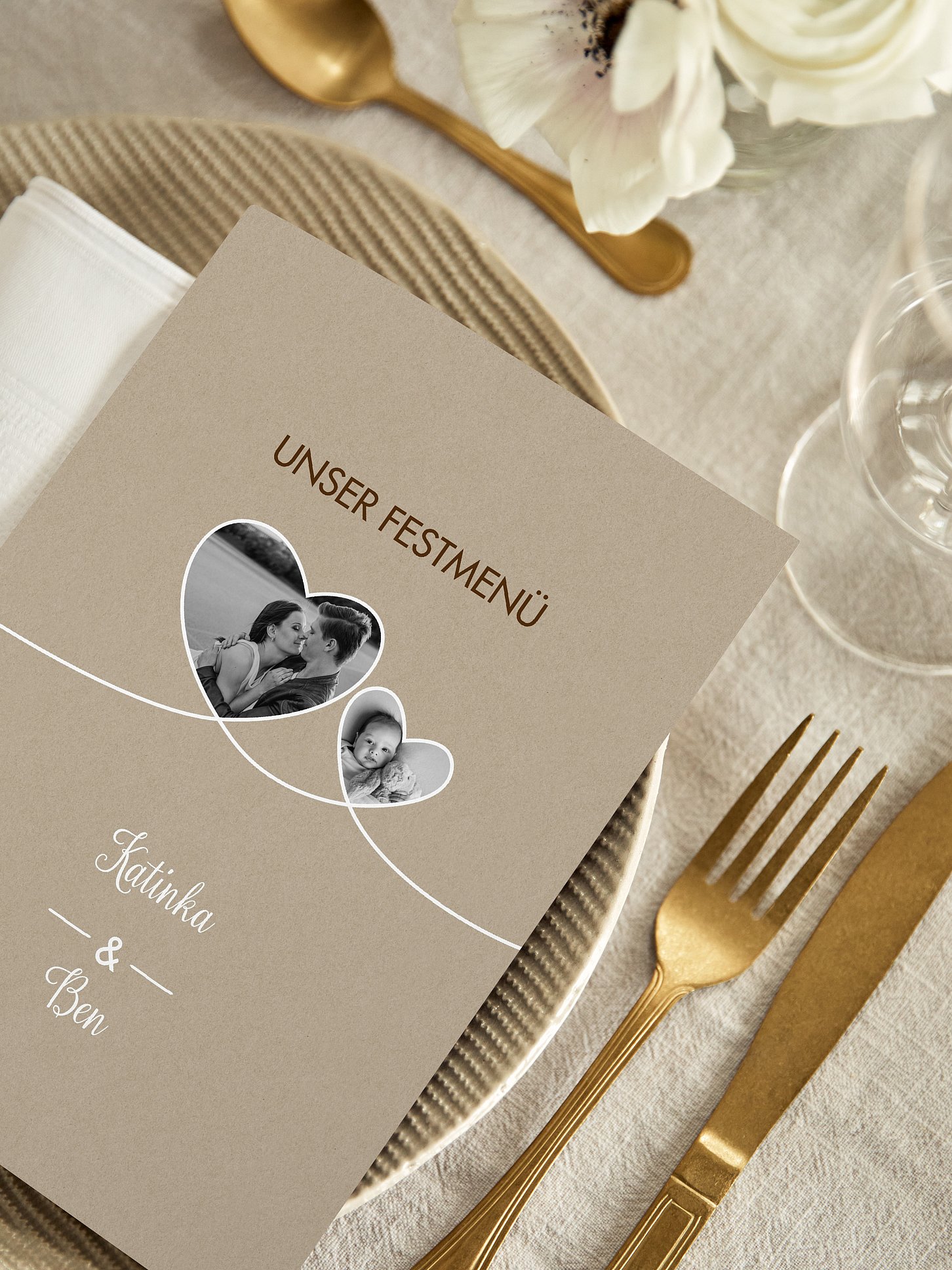 Menükarte Hochzeit Liebesbande