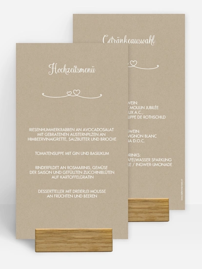 Menükarte Hochzeit Liebesbande