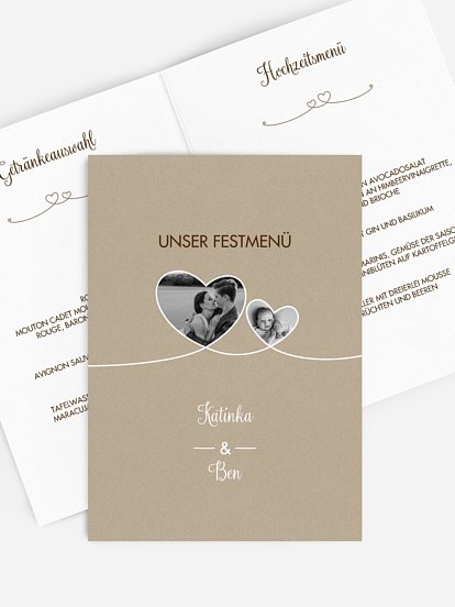 Menükarte Hochzeit Liebesbande