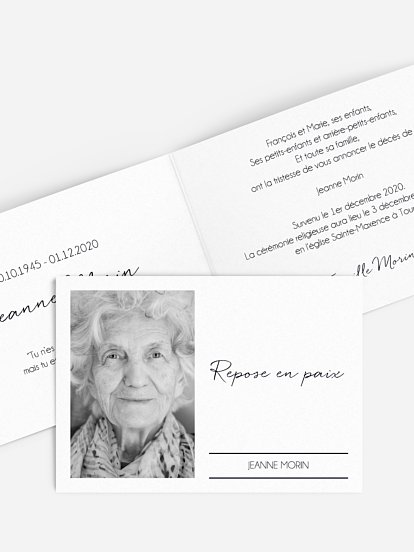 Faire-part de décès Inoubliable