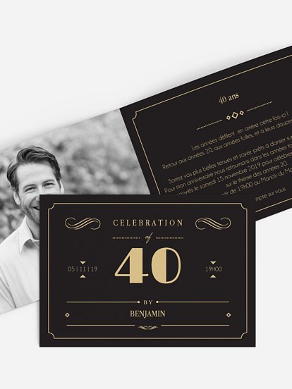 invitation anniversaire 40 Gatsby