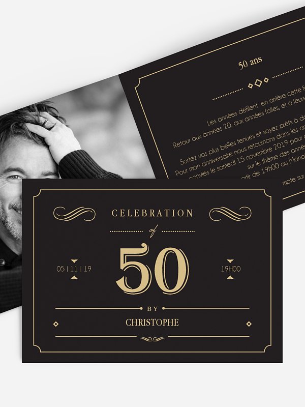 Carte invitation anniversaire 50 ans