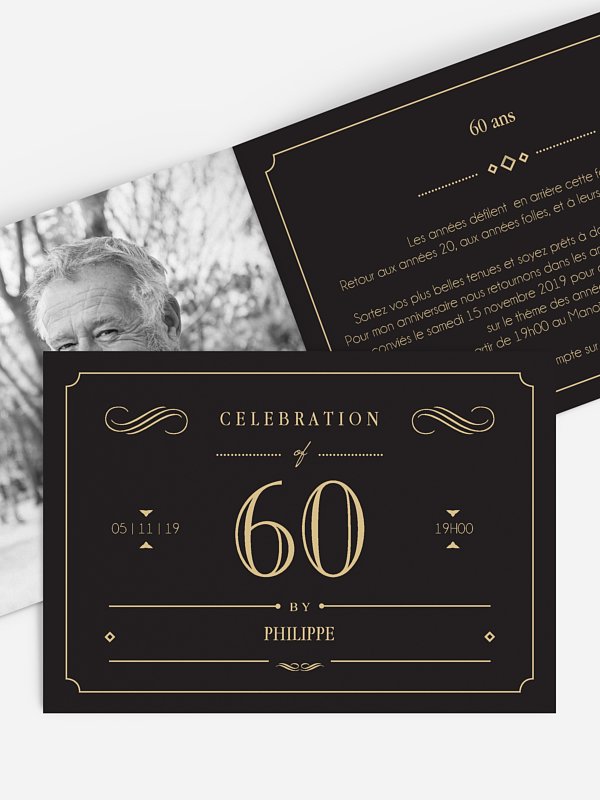 invitation anniversaire 60 Gatsby