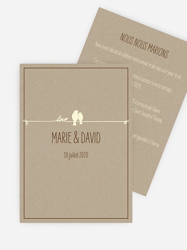 Faire-part mariage Tourtereaux